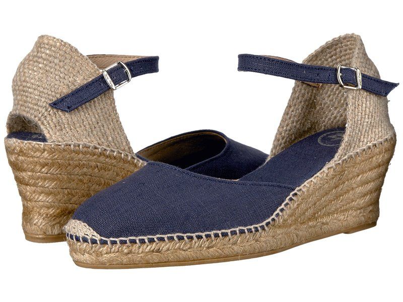 トニーポンズ レディース シューズ ヒール Toni Pons Caldes Navy Linen ネイビー