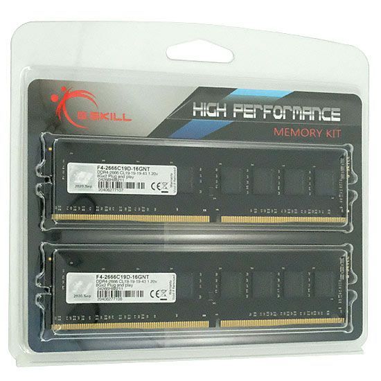 [bn:0] G.Skill　デスクトップ用 F4-2666C19D-16GNT　DDR4 PC4-21300 8GB 2枚組 元箱あり