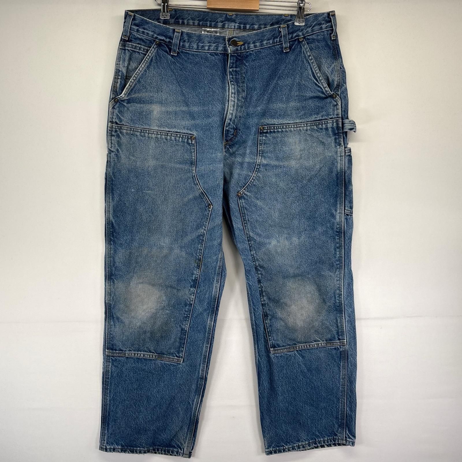 古着 カーハート Carhartt デニム パンツ ペインター ダブルニー 大きいサイズ デニムパンツ ワーク W40L32 ブルー系 メンズ