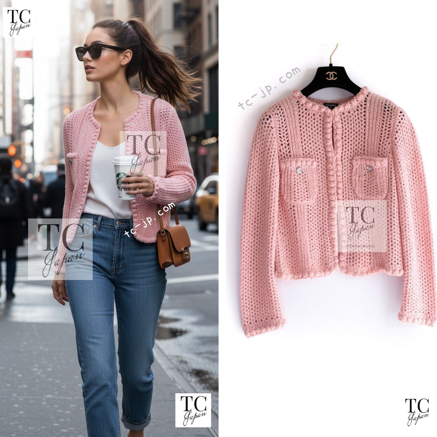 シャネル カーディガン CHANEL プリティ ピンク コットン ニット ふんわり 着心地抜群 カール・ラガーフェルド 34 36