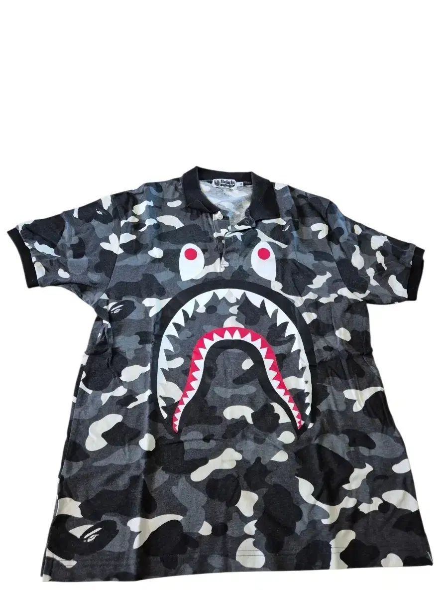 A BATHING APE アベイシングエイプ シャーク カモフラ 半袖 ポロTシャツ