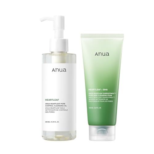 ANUA(アヌア)ドクダミポアコントロールクレンジングオイル200ml+ドクダミポアディープクレンジングフォーム150ml 2STEPセット(クレンジングオイル＋洗顔) 毛穴 角質 皮脂 黒ずみケア メイク落とし ゆらぎ肌 混合肌 heart b07ebe4f