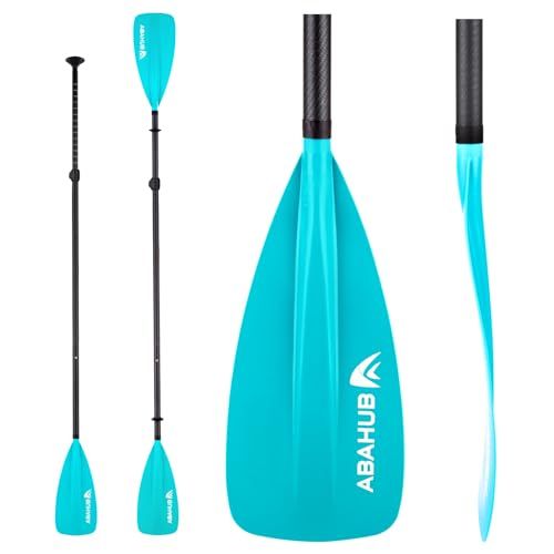 Abahub 4ピース カーボン カヤックパドル/SUP パドル 調整可能 スタンドアップパドルボード 軽量 カーボン シャフト プラスチック ブレードe bcd43158