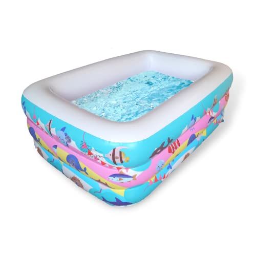 myuse ファミリープール 大型 家庭用 海と虹 屋外 3つ気室（150×100×50cm）水遊び 子供用 夏対策e 5fbf7504