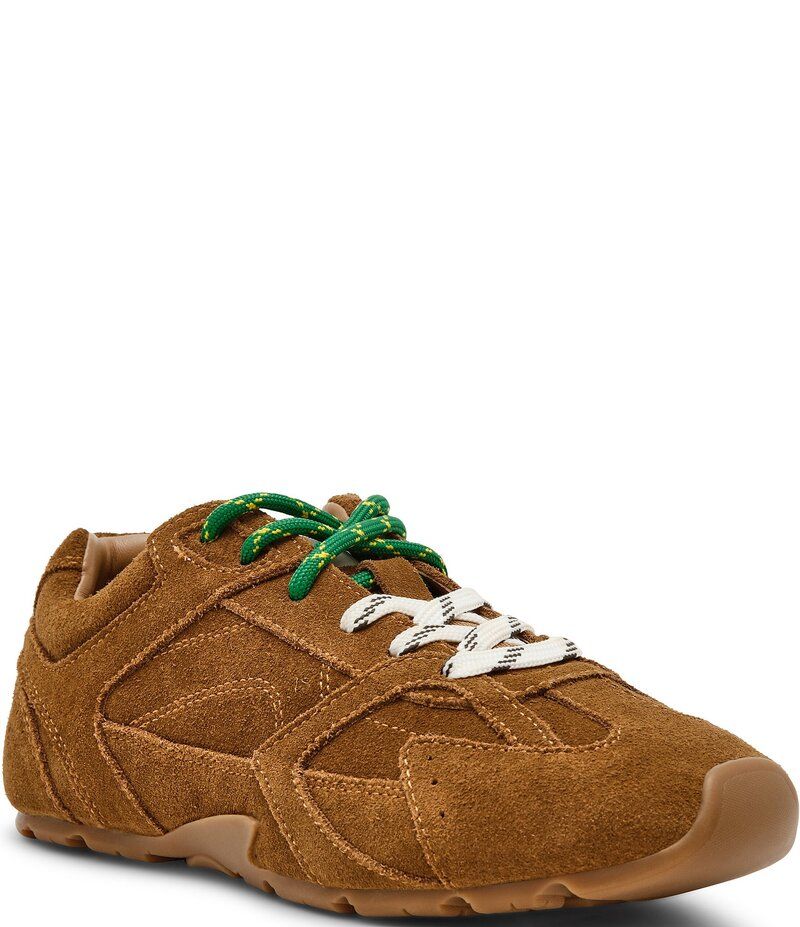 スティーブ マデン レディース ボトムス カジュアルパンツ スニーカー スエード レース Steve Madden Aziel Suede Low Top Lace Up Sneakers Camel キャメル