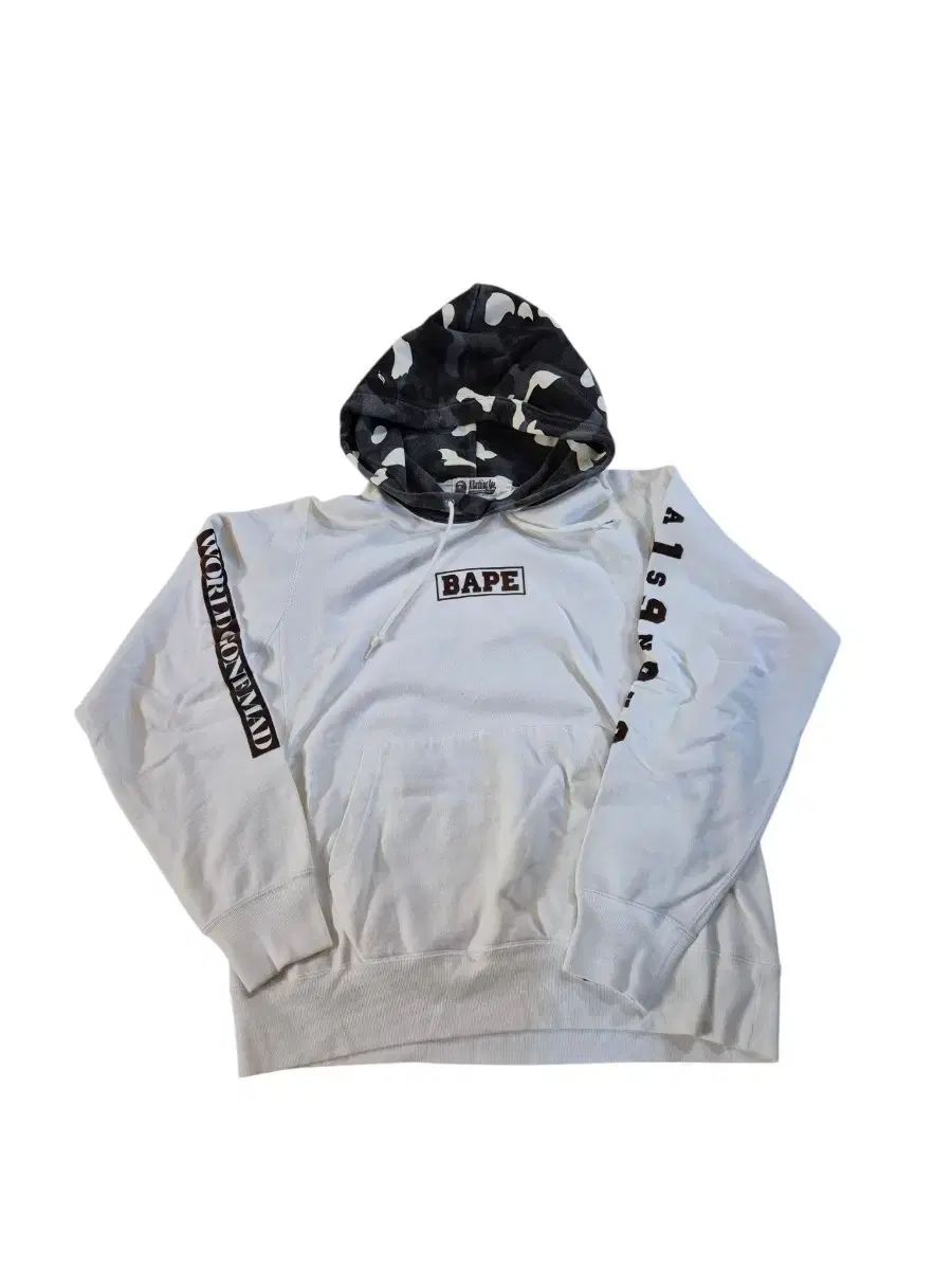 A BATHING APE 白 WHO フードTシャツ カモ フード