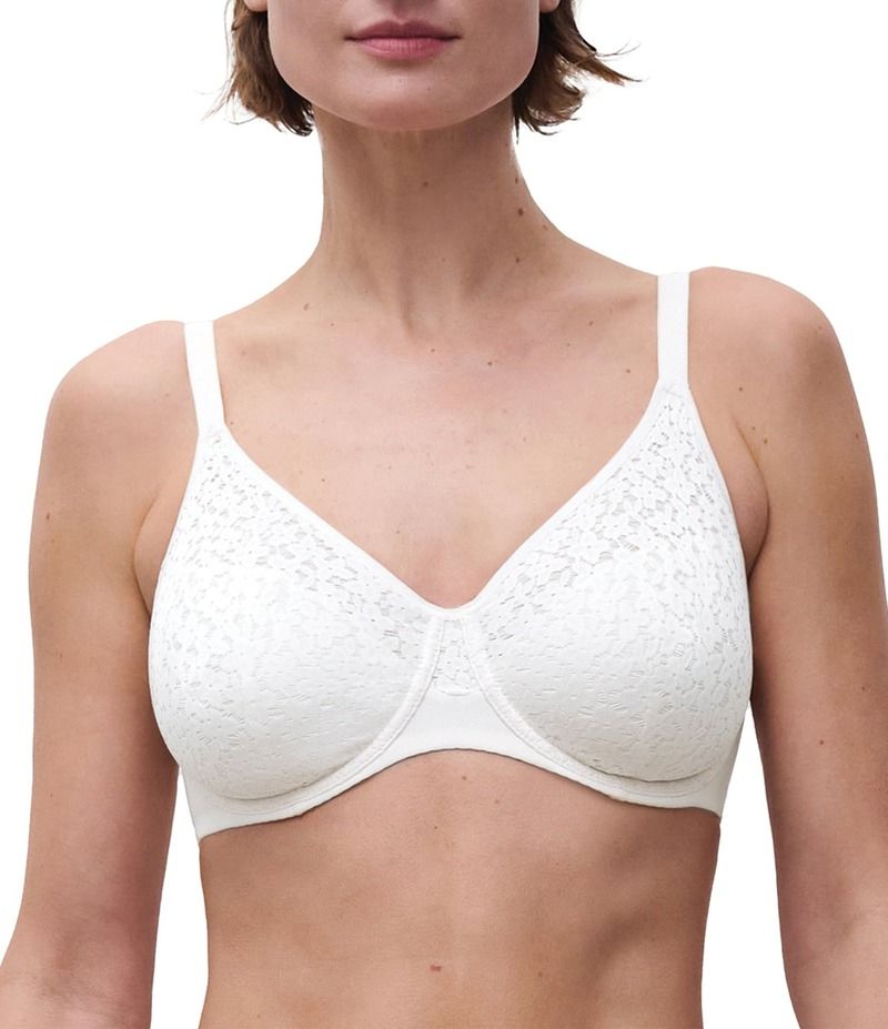 シャントル レディース アンダーウェア ブラジャー フラワー柄 Tシャツ レース フラワー Chantelle Norah Floral Stretch Lace Full Coverage TShirt Seamless Bra White ホワイト