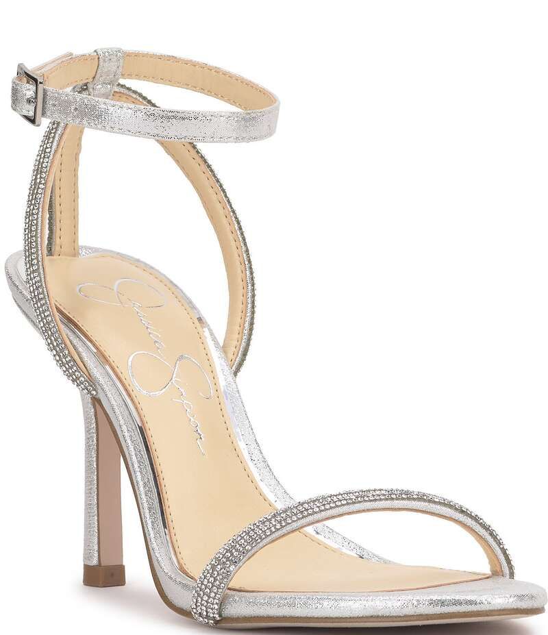 ジェシカシンプソン レディース シューズ サンダル アンクル Jessica Simpson Baharia Rhinestone Ankle Strap Dress Sandals Silver シルバー