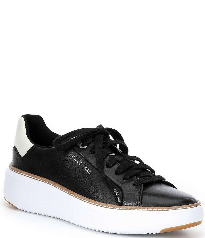 コールハーン レディース ボトムス カジュアルパンツ プラットフォーム スニーカー レザー Cole Haan GrandPro Topspin Leather Platform Sneakers BlackWhite ホワイト