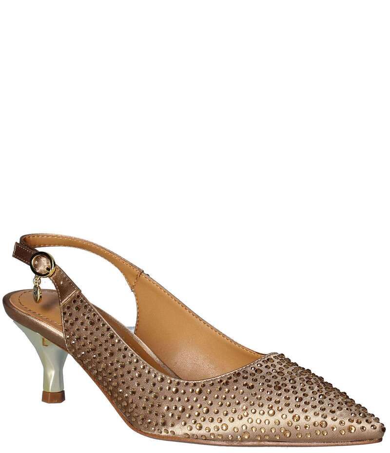 ジェイレニー レディース シューズ ヒール サテン J Renee Ferryanne Rhinestone Satin Slingback Pumps Beige ベージュ
