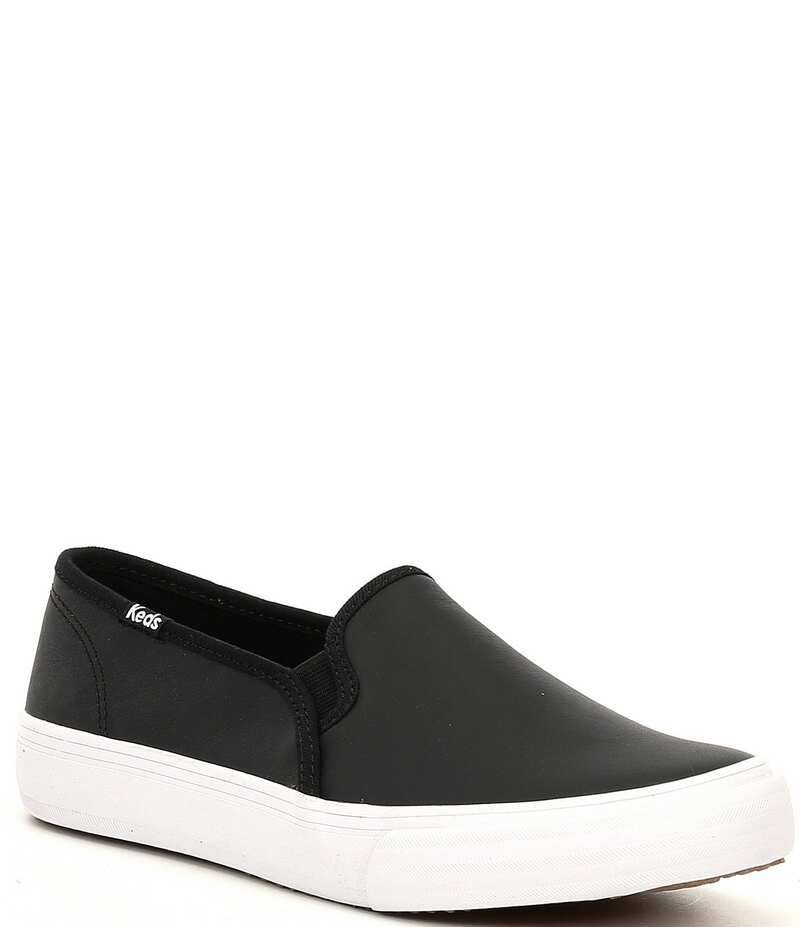 ケッズ レディース ボトムス カジュアルパンツ スニーカー レザー Keds Double Decker Leather Slip On Sneakers Black ブラック 16,860円