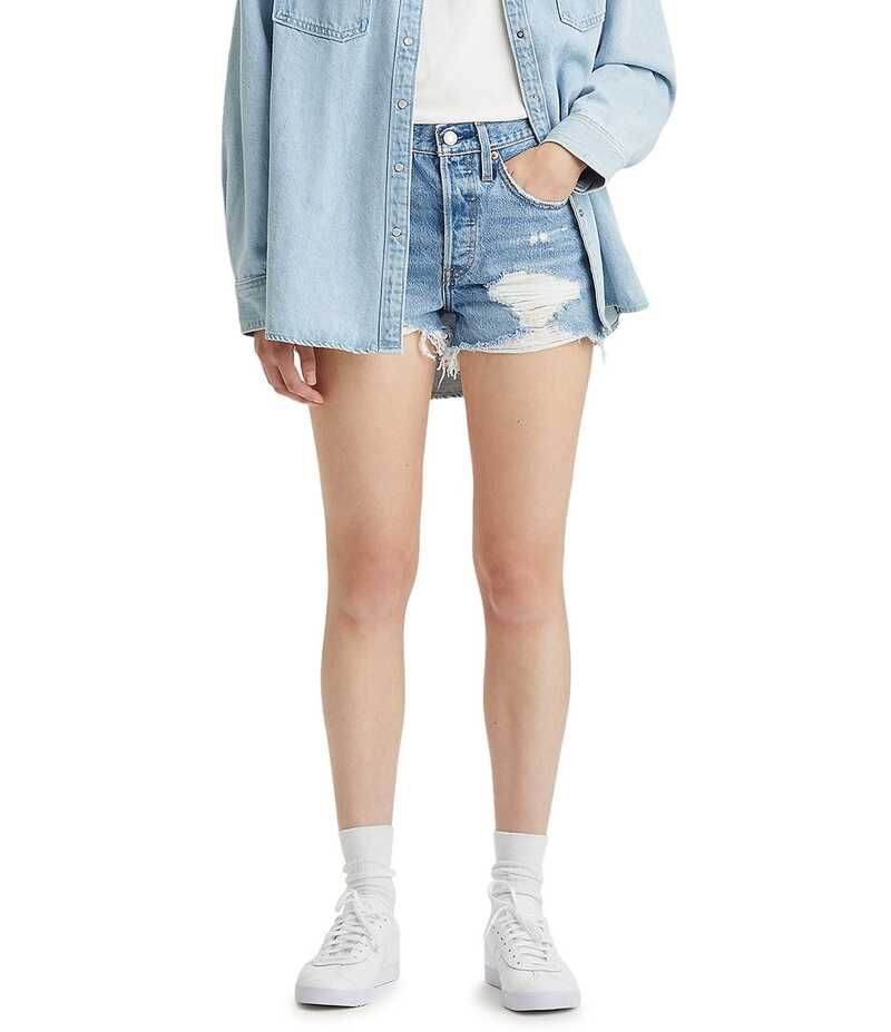 リーバイス レディース ボトムス ハーフパンツ・ショーツ ショートパンツ デニム LevisR 501R Original HighRise Destructed Frayed Hem Denim Shorts Quiet Riot デニム