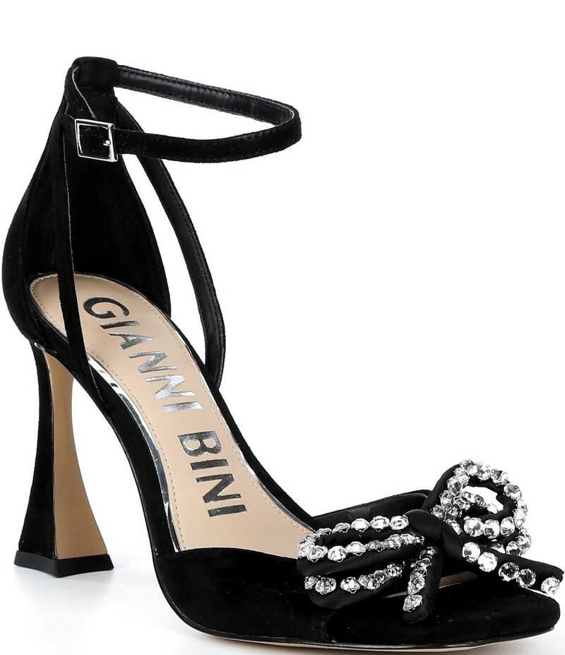 ジャンビニ レディース シューズ サンダル スエード アンクル Gianni Bini Lennon Suede Rhinestone Bow Ankle Strap Dressandals Black ブラック 20,985円