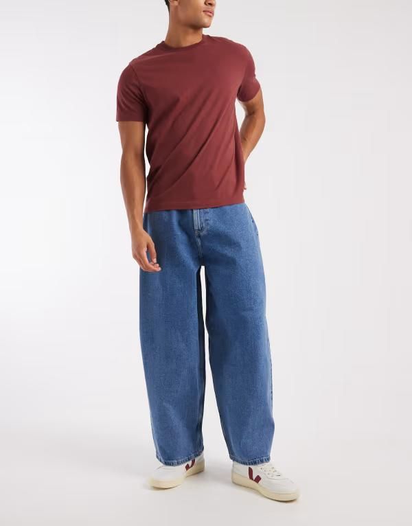 エイソス メンズ ボトムス デニムパンツ ジーンズ ASOS DESIGN oversized baggy jeans in mid wash Mid Wash Blue ブルー