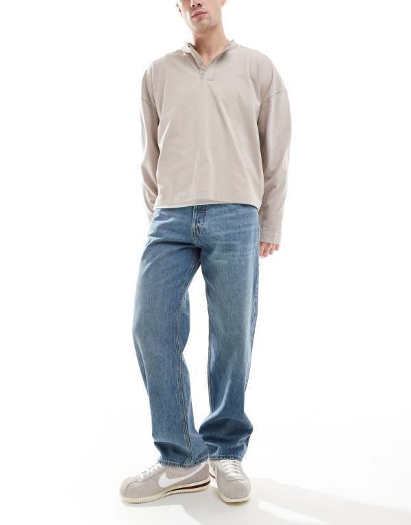 ジャック アンド ジョーンズ メンズ ボトムス デニムパンツ ヴィンテージ ジーンズ Jack Jones Eddie loose jeans in mid blue vintage wash Blue Denim デニム