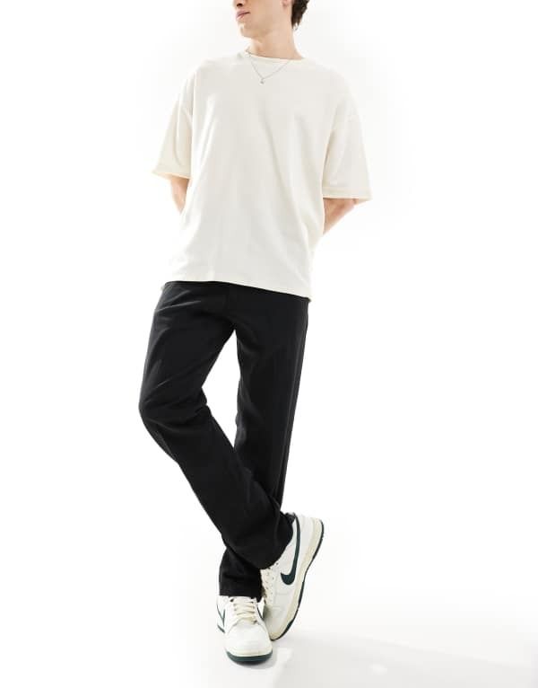 ジャック アンド ジョーンズ メンズ ボトムス カジュアルパンツ Jack Jones front pleat tapered loose chinos Black ブラック