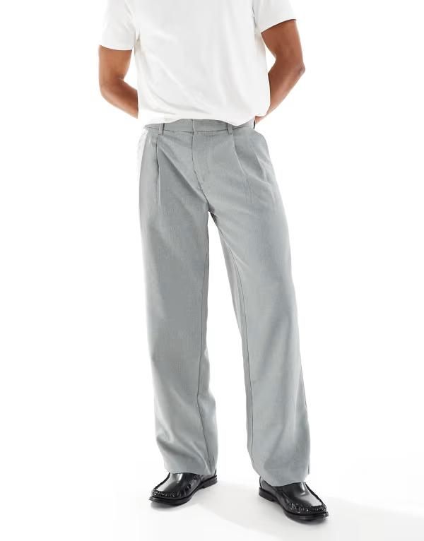ジャック アンド ジョーンズ メンズ ボトムス カジュアルパンツ ワイドレッグ Jack Jones wide leg pleat front pants Light Gray Melange グレー