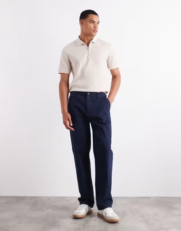 エイソス メンズ ボトムス カジュアルパンツ ASOS DESIGN straight chinos NAVY ネイビー
