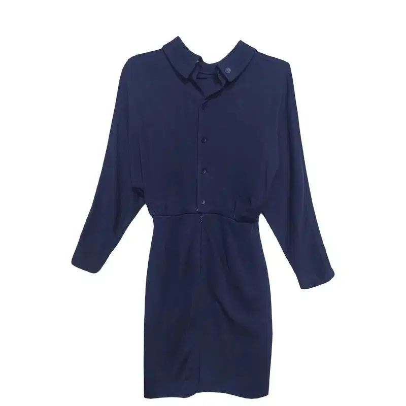 Cecilene ネイビー Classic シャツ型 ロング ONE PIECE
