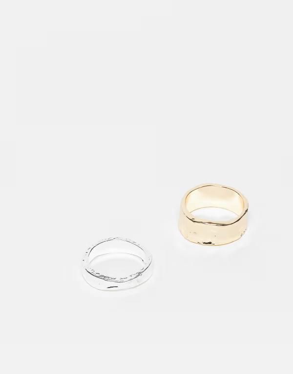 リクレイム ヴィンテージ レディース アクセサリー リング Reclaimed Vintage Unisex mixed metal rings 2 pack tone and gold tone Multi マルチカラー