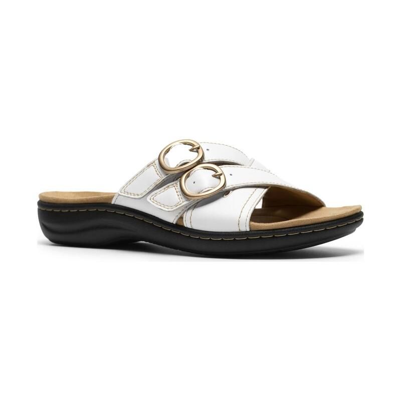 クラークス レディース シューズ サンダル レザー Clarks Laurieann Opal Womens Leather SlipOn Sandals White Leather ホワイト