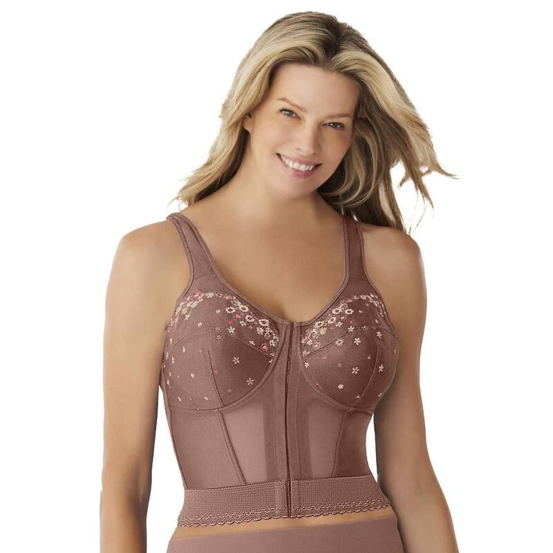 コンフォート チョイス レディース アンダーウェア ブラジャー プラスサイズ 刺繍 Comfort Choice Womens Plusizembroidered FrontClose Longline Posture Bra Mocha Beigembroi
