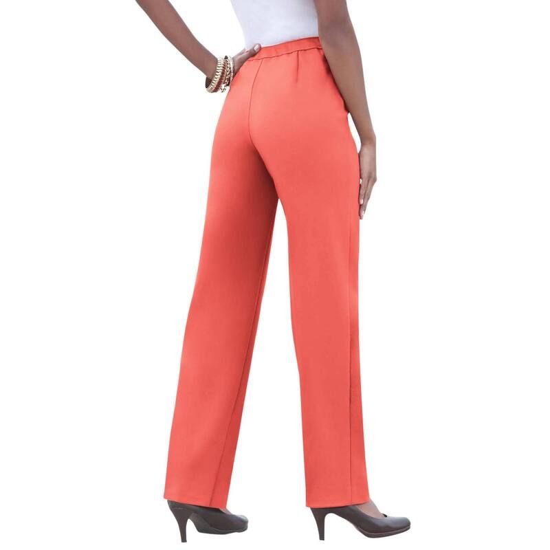 ロアマンズ レディース ボトムス カジュアルパンツ ストレート プラスサイズ プチ Roamans Womens Plusize Petite Classic Bend Over Pant Woven PullOn Straight Leg Pant Suns