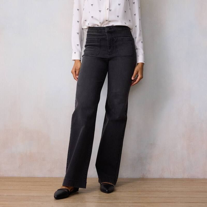 LC Lauren Conrad レディース ボトムス デニムパンツ ワイドレッグ Womens LC Lauren Conrad Super High Rise Wide Leg Denim Trousers Myra Wash デニム
