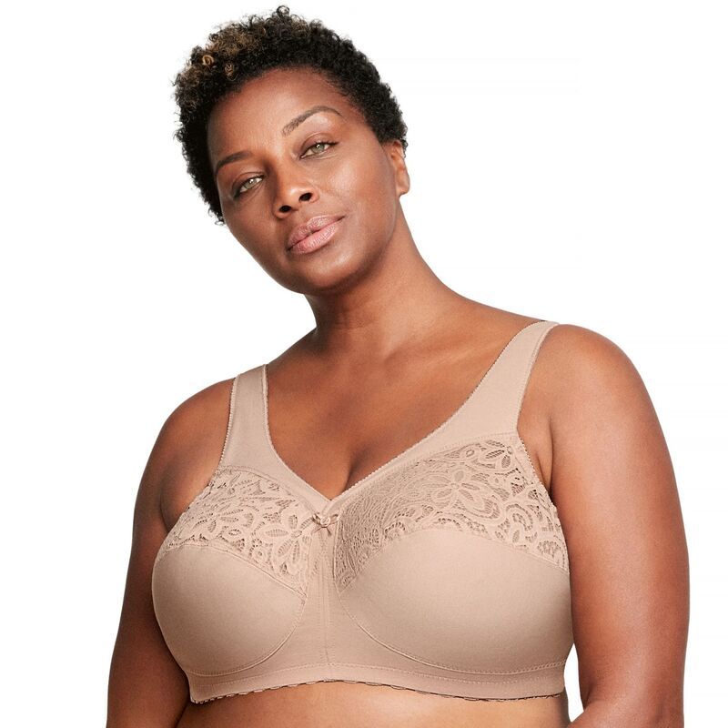 グラマライズ レディース アンダーウェア ブラジャー コットン Glamorise MagicLift Cotton Blend Wirelessupport Bra 1001 Cafe