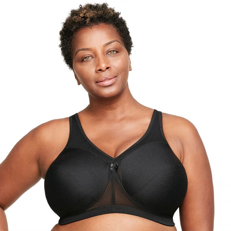 グラマライズ レディース アンダーウェア ブラジャー プラスサイズ Plusize Glamorise FullFigure MagicLift Active Wirefree Support Bra 1005 Black ブラック