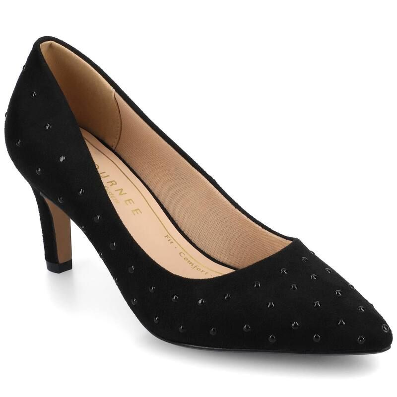 ジャーニー レディース シューズ パンプス ヒール Journee Scylee SlipOn Stiletto PointedToe Higheel Shoes Black Stud ブラック