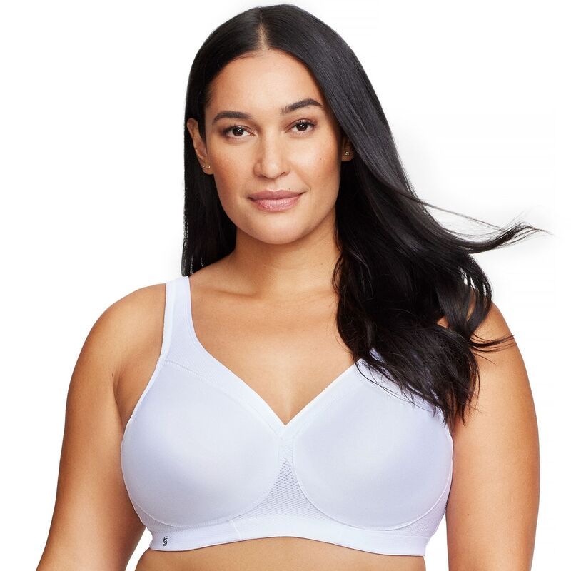 グラマライズ レディース アンダーウェア ブラジャー プラスサイズ Plusize Glamorise FullFigure MagicLift Seamless Wirefree Sports Bra 1006 White ホワイト