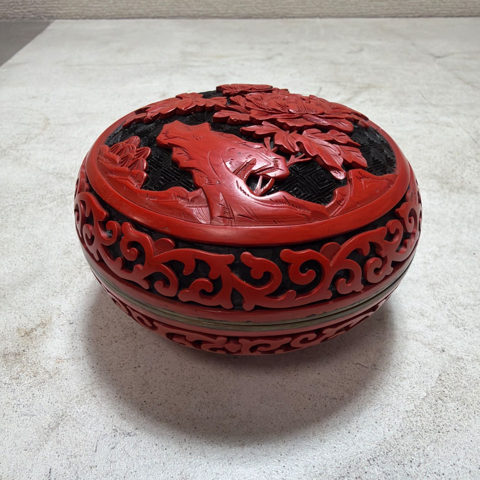 中国 堆朱 香合 茶道具 漆器