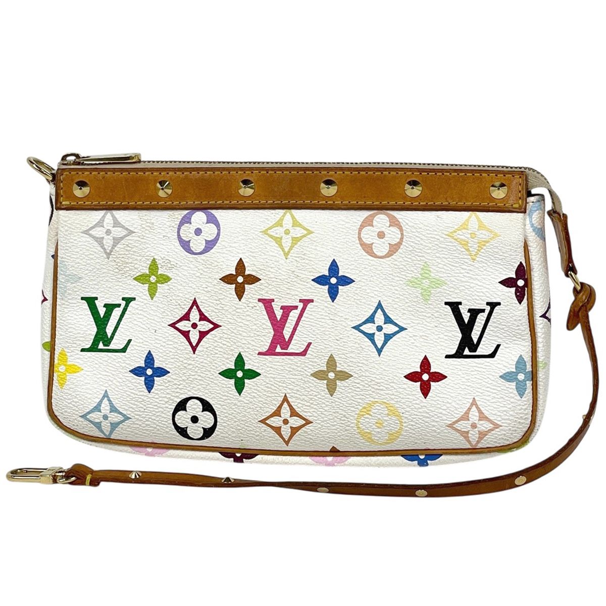 ルイ・ヴィトン Louis Vuitton ポシェット アクセソワール スタッズ メイク アクセサリーポーチ モノグラムマルチカラー ブロン(ホワイト) M92649 レディース 【中古】