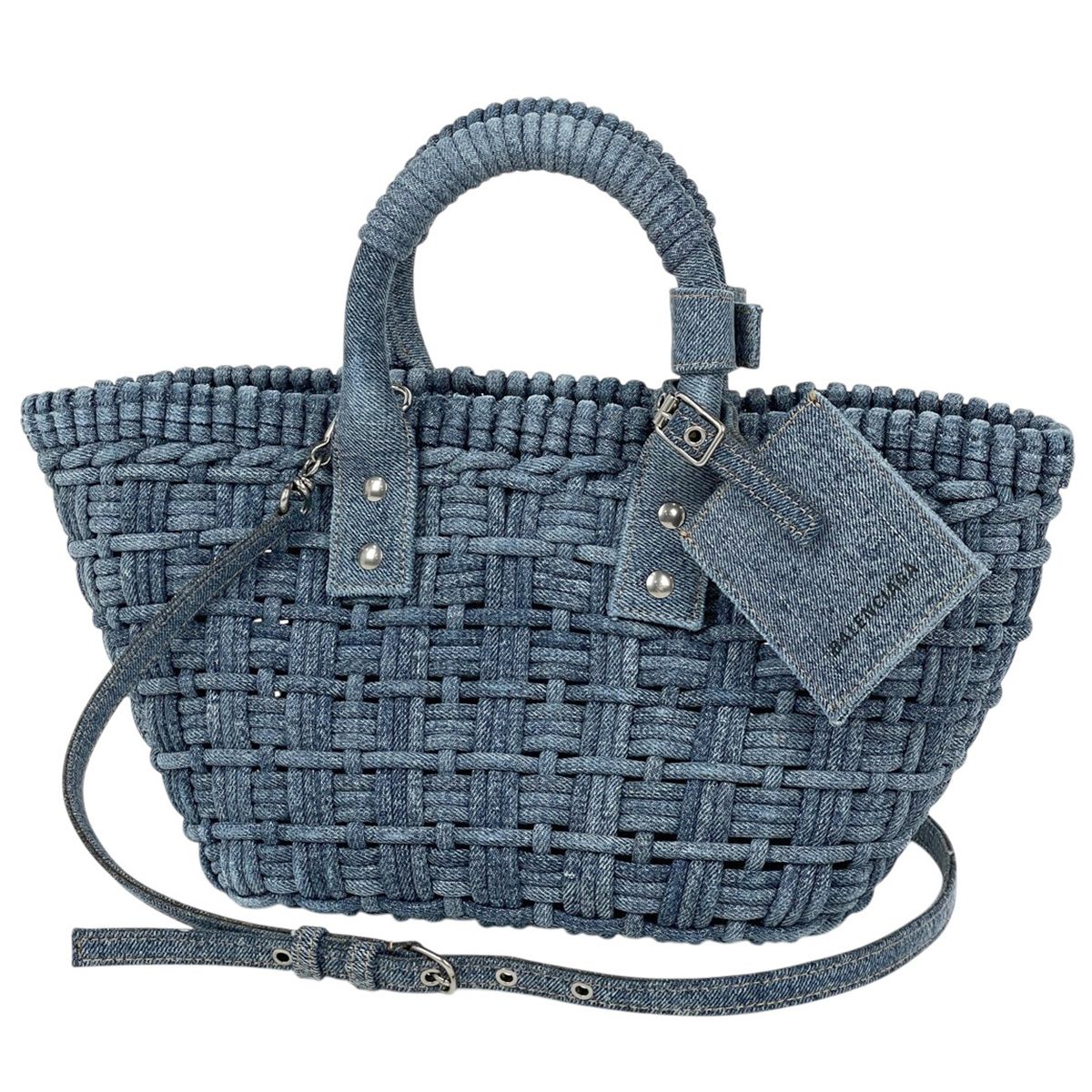 バレンシアガ BALENCIAGA ビストロ バスケット XS 2WAY ハンドバッグ デニム ブルー 671342 レディース 【中古】