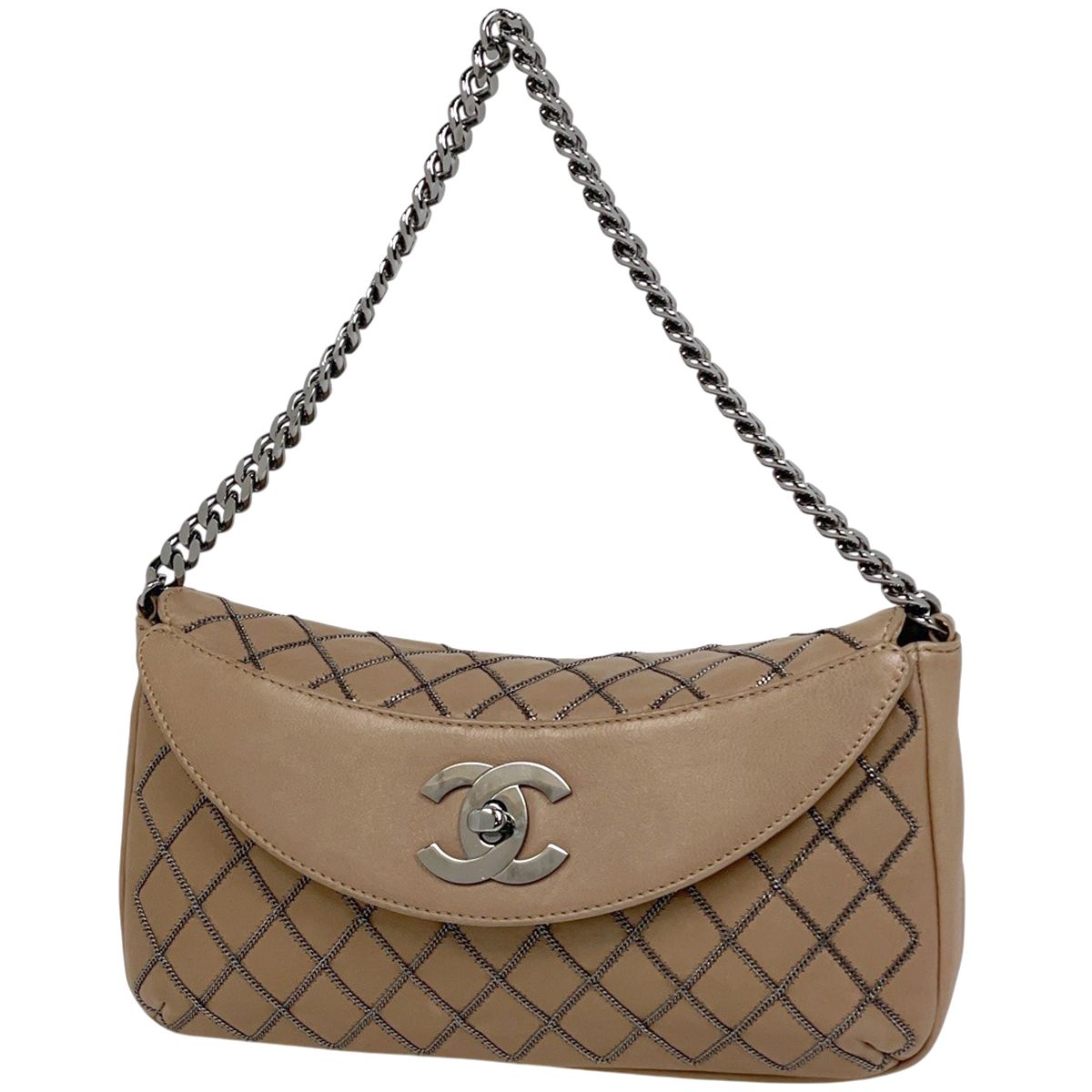 シャネル CHANEL ココマーク チェーン ショルダーバッグ レザー ブラウン レディース 【中古】