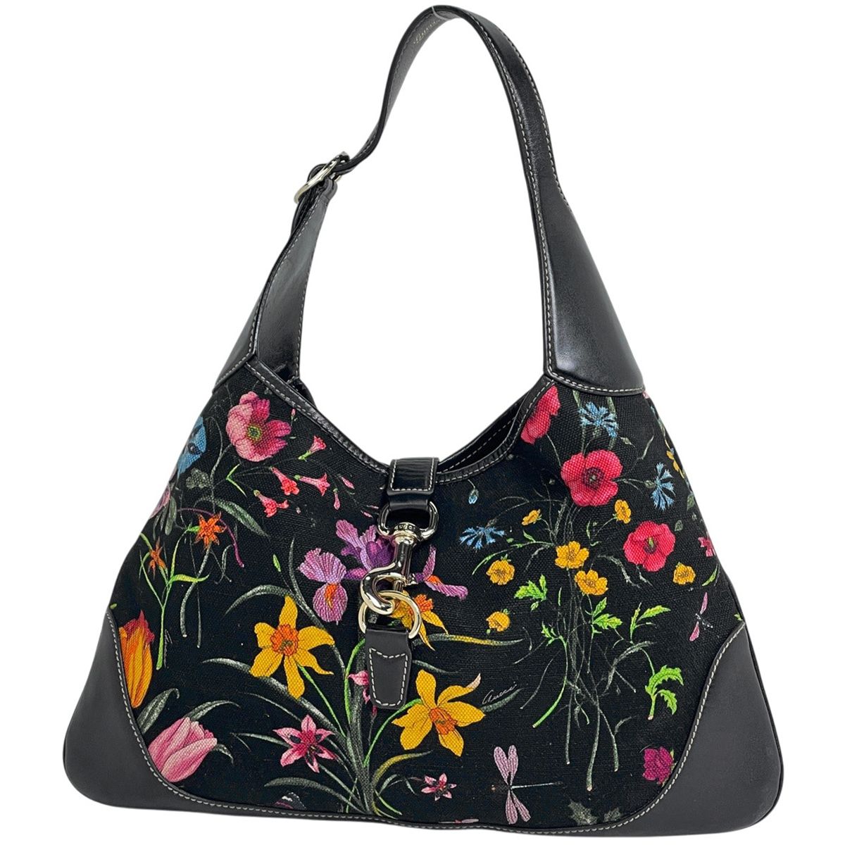 グッチ GUCCI フローラ ショルダーバッグ ワンショルダー キャンバス ブラック マルチカラー 153029 レディース 【中古】