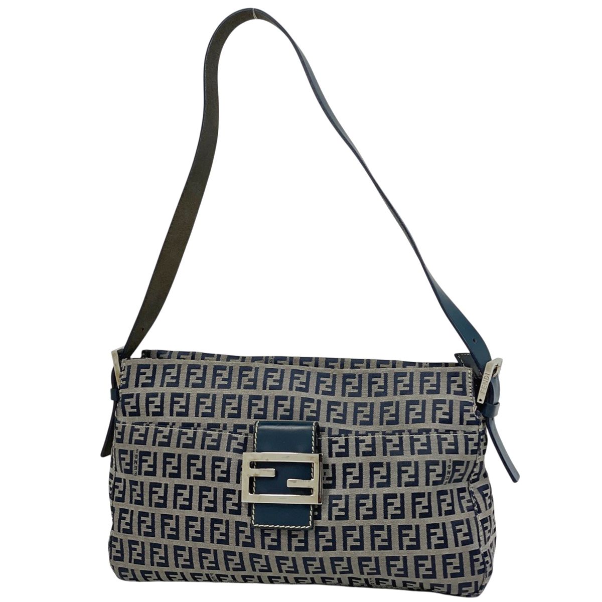フェンディ FENDI ズッキーノ柄 ショルダーバッグ キャンバス ネイビー 26566 レディース 【中古】