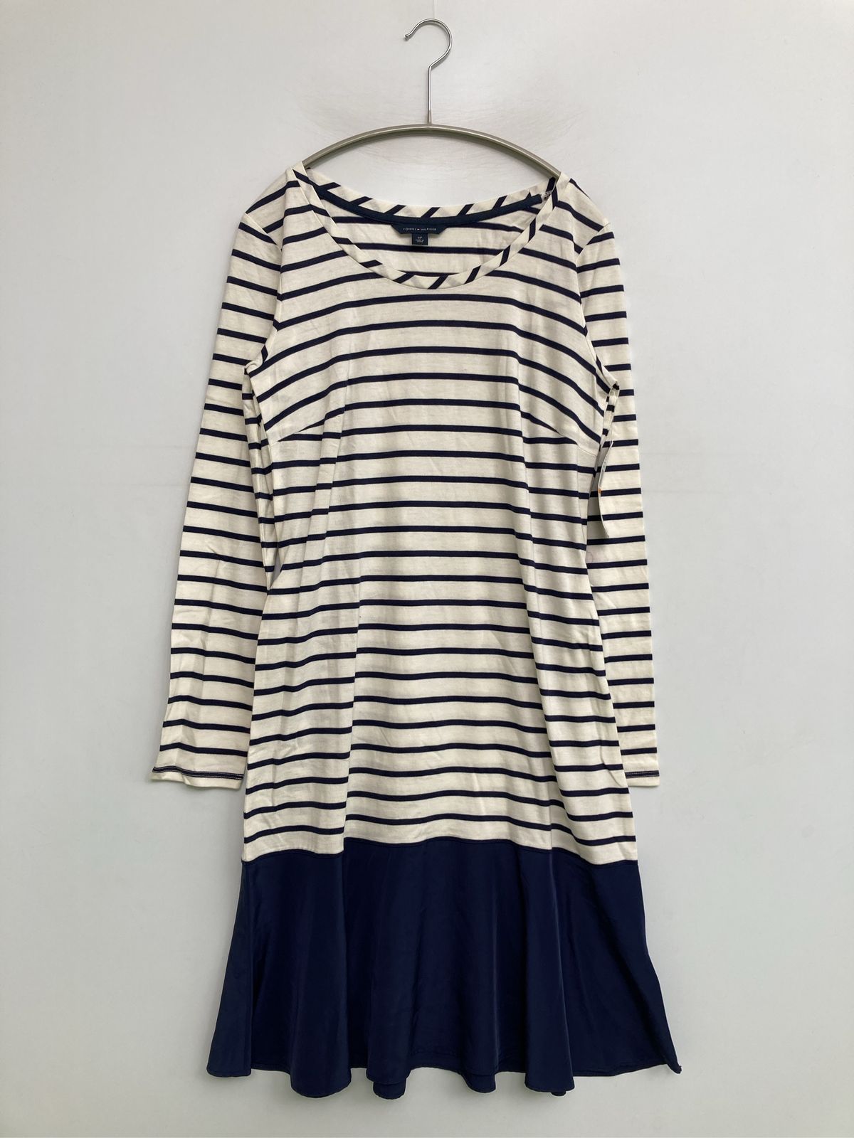 TOMMY HILFIGER トミーヒルフィガー ワンピース S/P コットン ボーダー柄 長袖 ひざ丈 フレア レディース