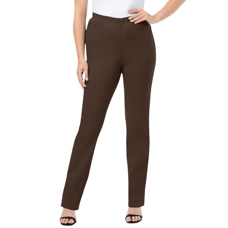 ロアマンズ レディース ボトムス デニムパンツ プラスサイズ プチ Roamans Womens Plusize Petite StraightLeg Comfort Stretch Jean Chocolate チョコレート
