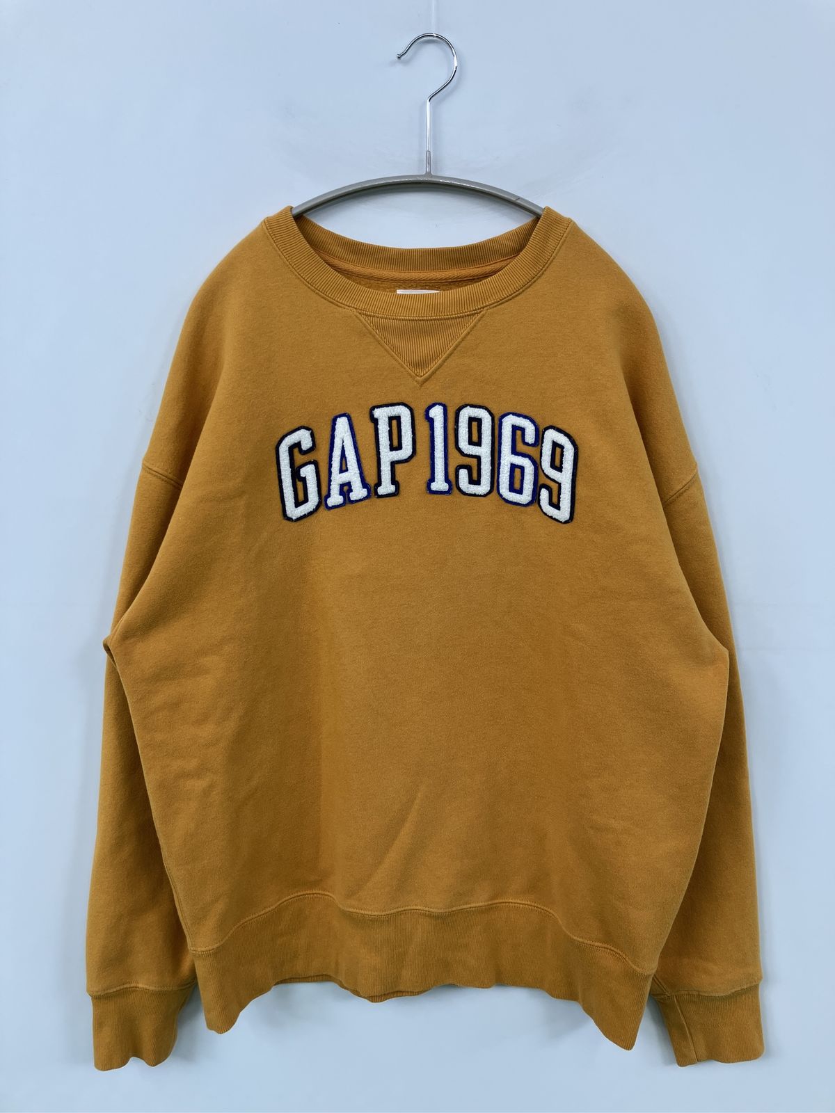 GAP ギャップ スウェット S イエロー コットン 裏起毛 前面プリント ブランドロゴ 長袖 メンズ レディース