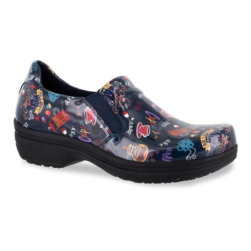 イージーストリート レディース シューズ サンダル Easy Works by Easy Street Bind Womens Work Shoes Hot Coffee Navy Patent ネイビー