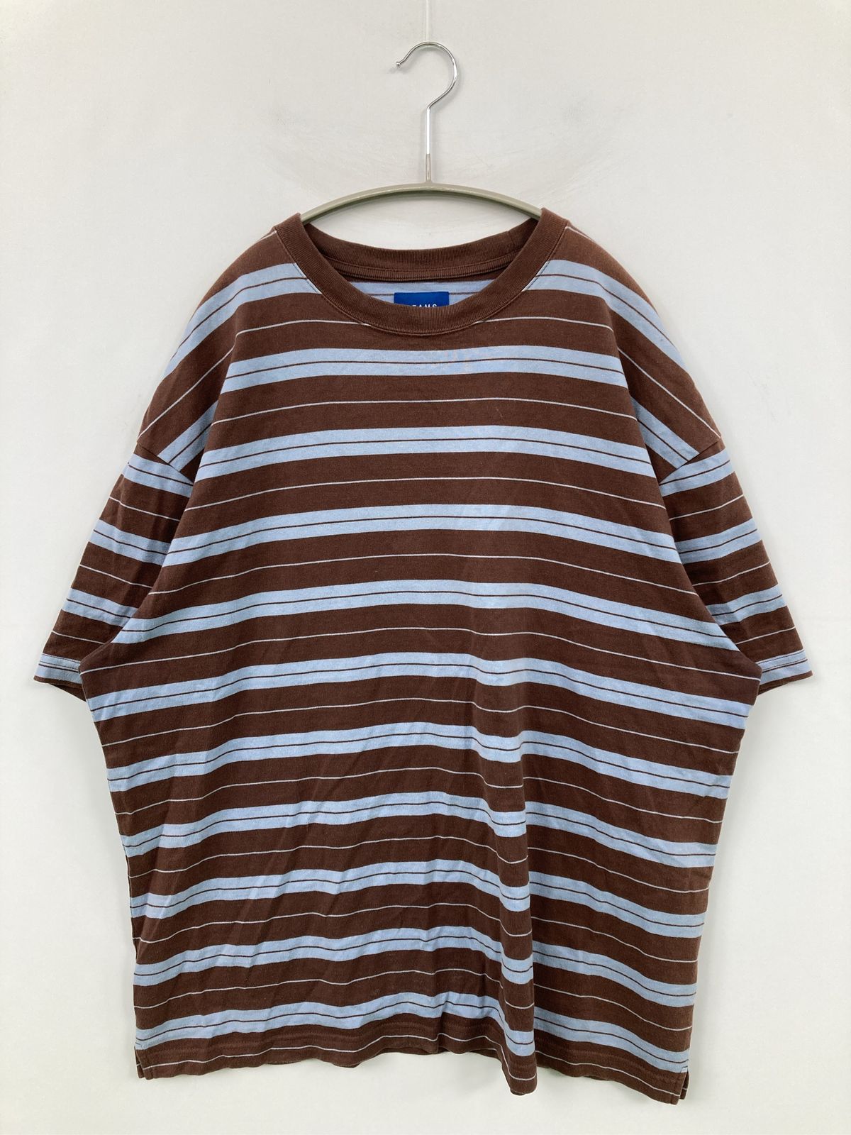 BEAMS ビームス Tシャツ/カットソー M ブラウン ボーダー柄 ミドル丈 半袖 クルーネック(丸首) メンズ