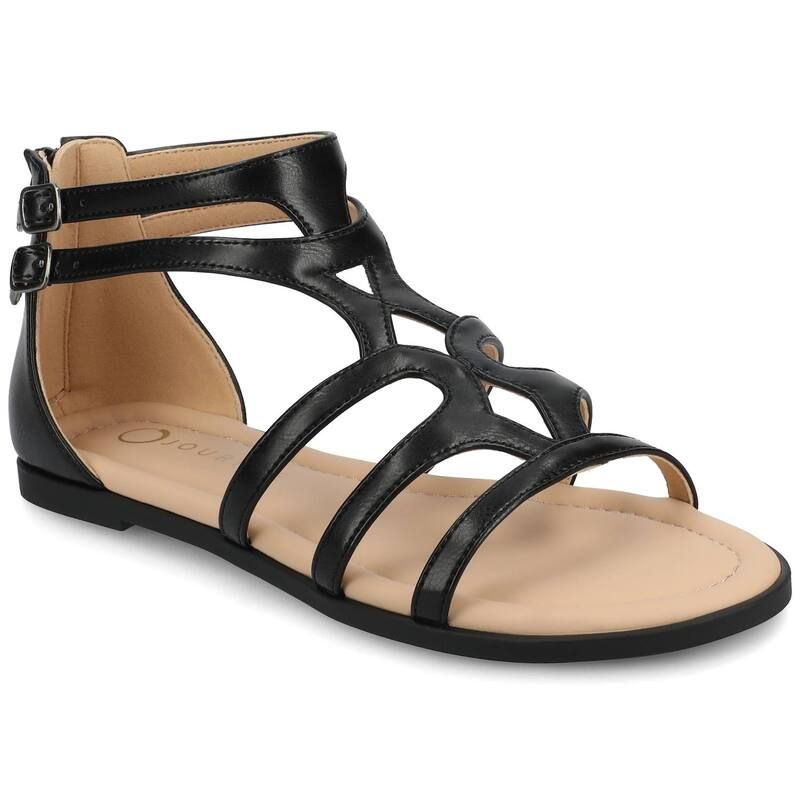 ジャーニー レディース シューズ サンダル Journee Genneva Womens Comfort Adjustable Strap Flat Sandals Black ブラック