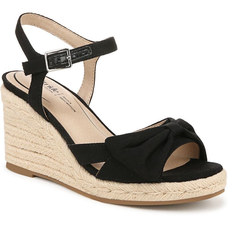 ライフストライド レディース シューズ サンダル LifeStride Tahlia Womens Espadrille Wedge Sandals Black Fabric ブラック