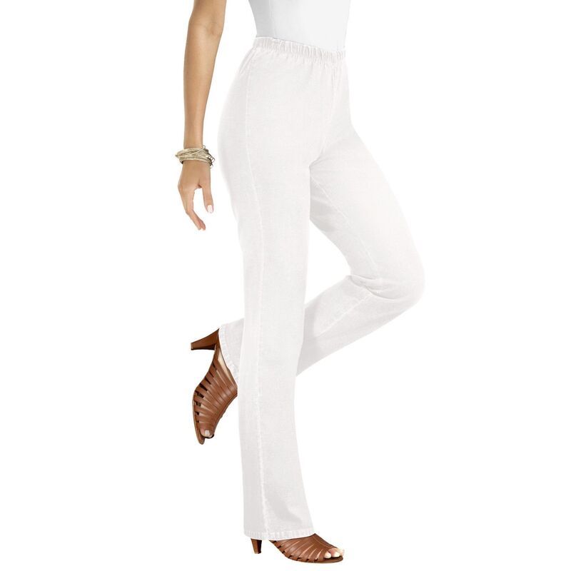 ロアマンズ レディース ボトムス デニムパンツ ブーツカット プラスサイズ トール ブーツ Roamans Womens Plusize Tall Bootcut Comfort Stretch Jean White Denim ホワイト