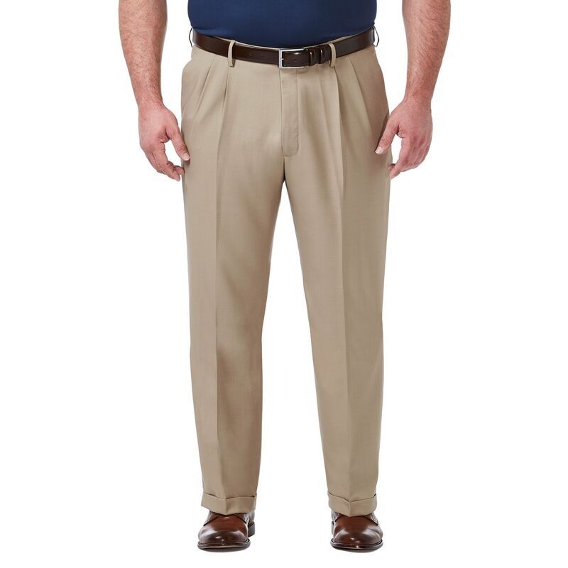 ハガー メンズ ボトムス カジュアルパンツ プリーツ トール Big Tall HaggarR Premium Comfort ClassicFit Pleated Hidden Expandable Waistbandress Pants Khaki カーキ