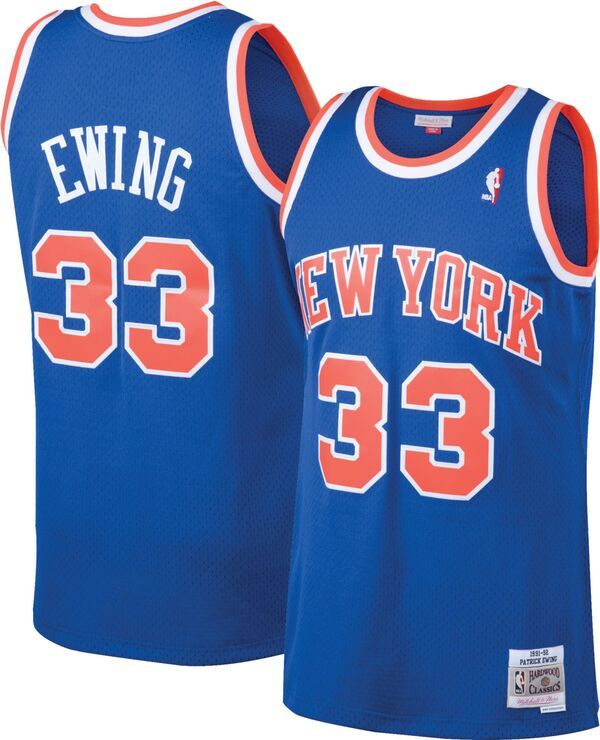 ミッチェルネス レディース トップス シャツ ジャージー Mitchell Ness Mens New Yorknicks Patrick Ewing 33 Blue Hardwood Classicswingman Jersey NoColor ブルー