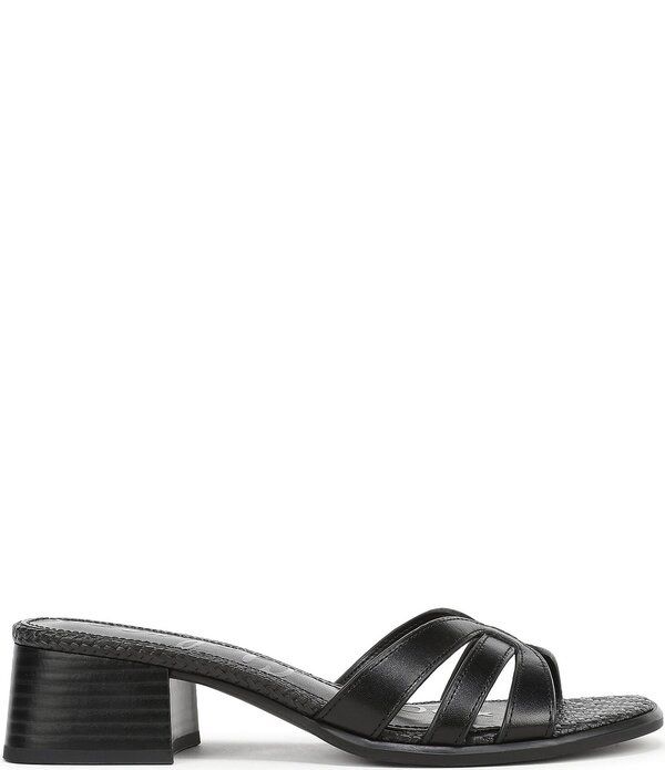 サムエデルマン レディース シューズ サンダル トール レザー ロゴ Sam Edelman Farrin Metallic Leather and Raffia Double Logo Slide Sandals Black ブラック