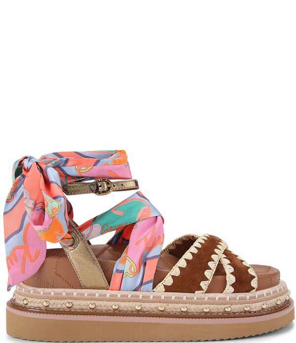 カートジェイガーロンドン レディース シューズ サンダル プラットフォーム アンクル Kurt Geiger London Orson Ankle Wrap Scarf Platform Studded Espadrille Sandals Open Brow